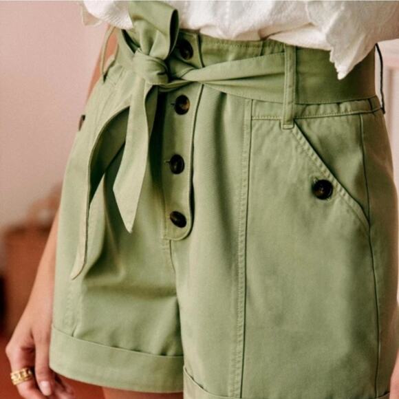 NWT Sezane Short Marcus Kaki Clair Size 38 - US 6 - Picture 2 of 7